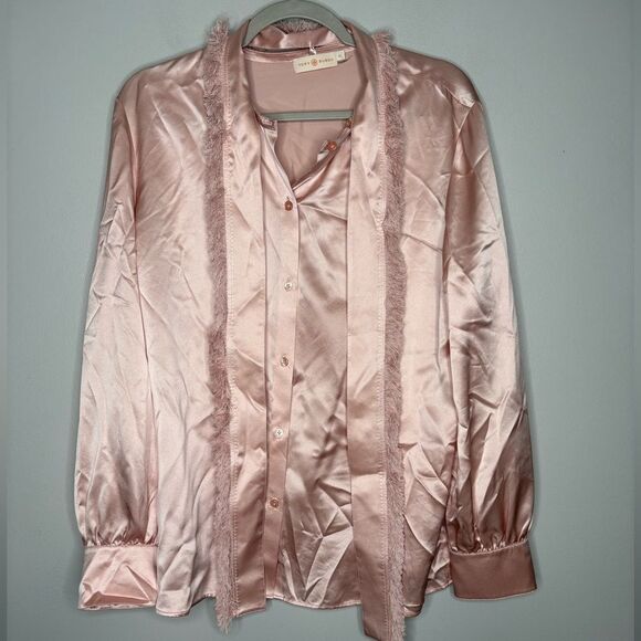 Tory Burch Frayed Toe Neck Blouse - Picture 3 of 5